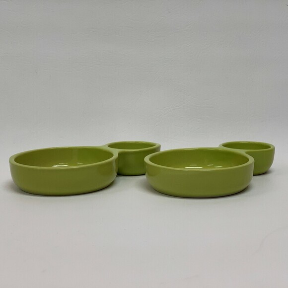 Vintage P172 D23 Chip N Dip Divided Dishes Bowls Green Lot of 2 - Picture 3 of 7